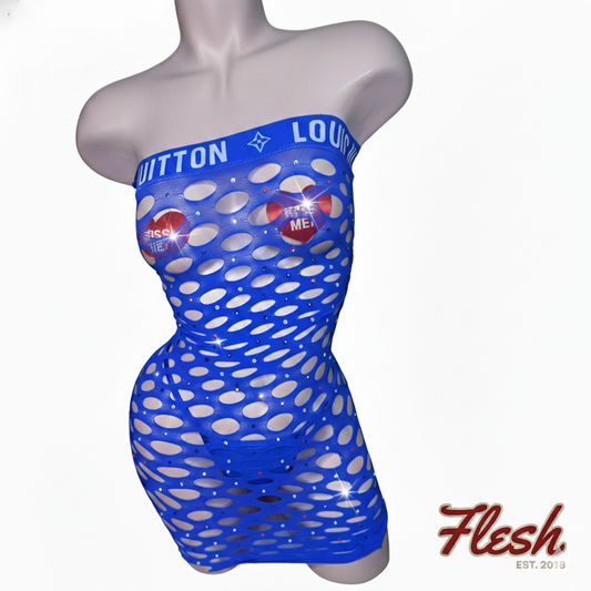 Rhinestone Fishnet Mini Dress