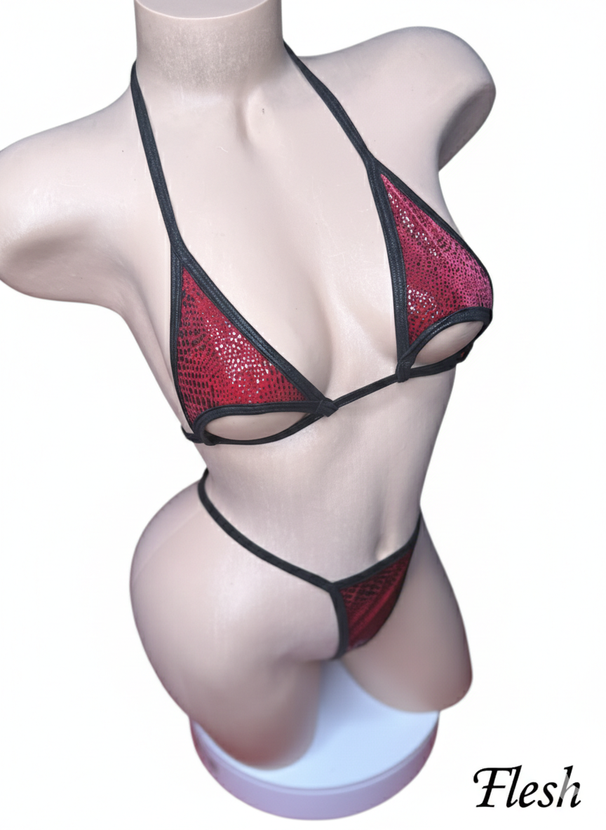 Midnight Crimson Python Micro Bikini Set