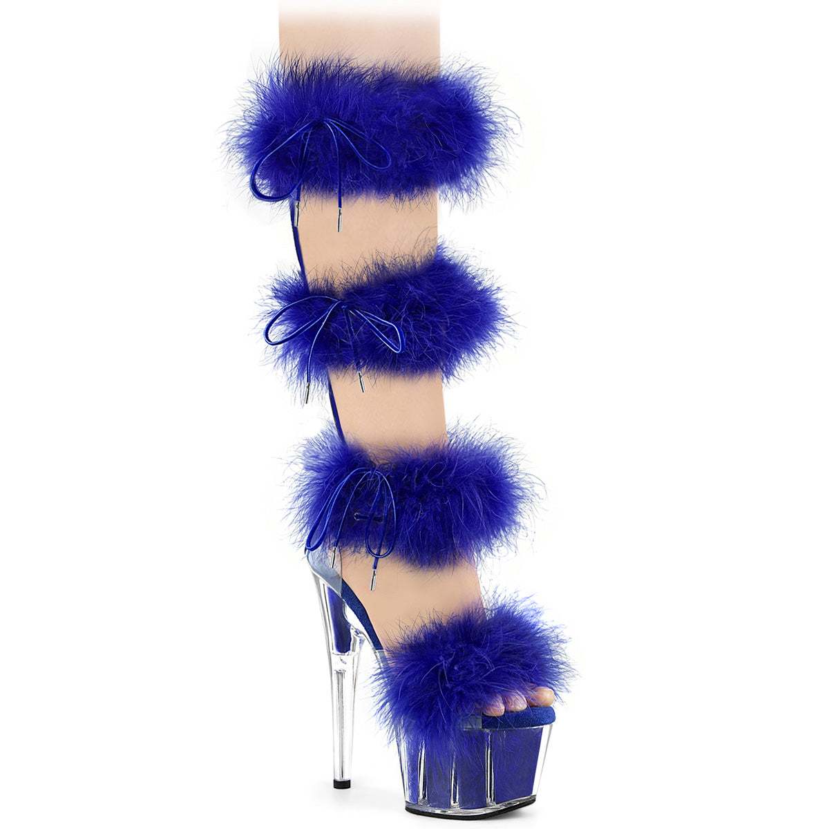 Marabou Feather Strappy Platform Heels