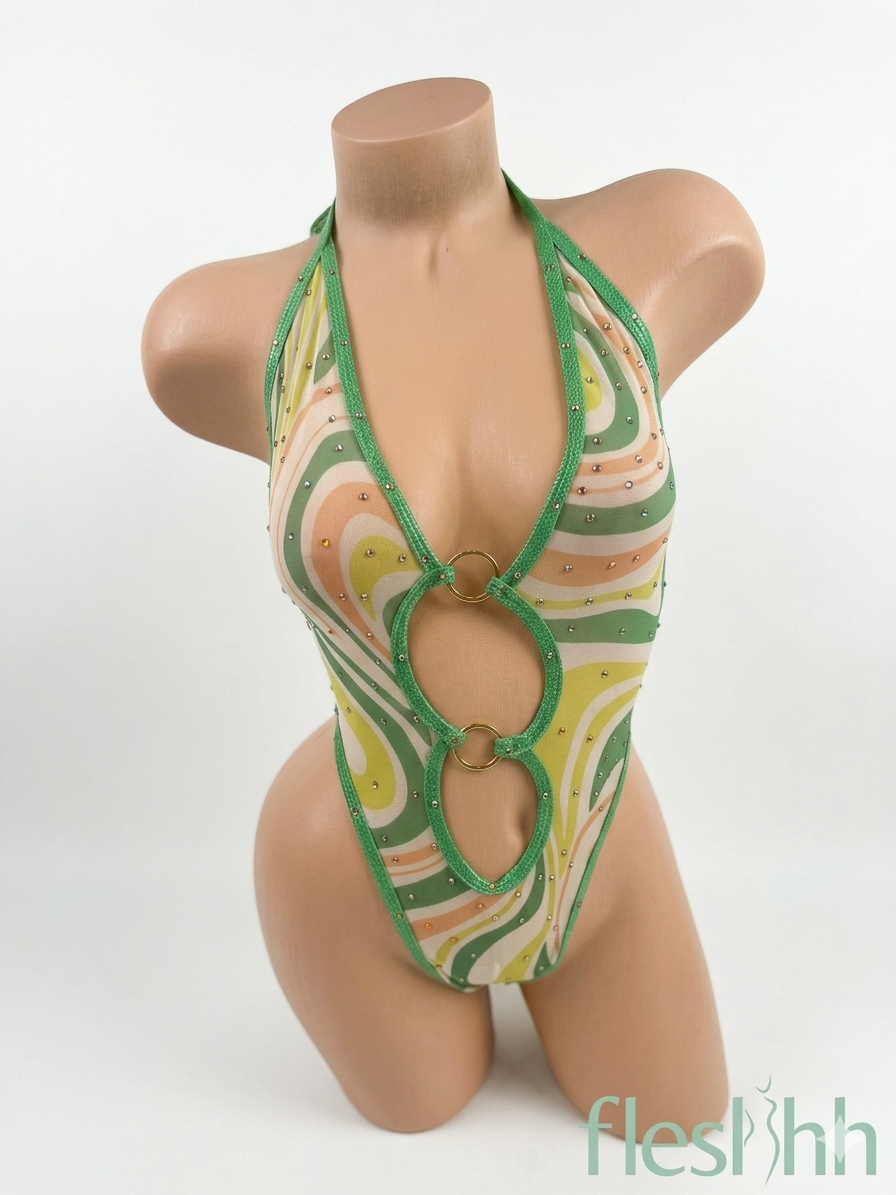Retro Groove Cut-Out Bodysuit